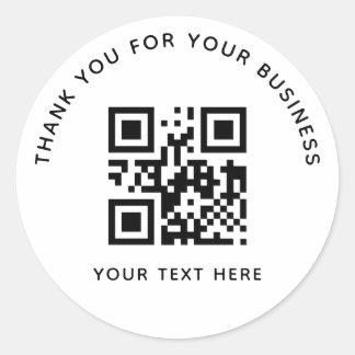 Business Thank You Custom QR Code White Runder Aufkleber