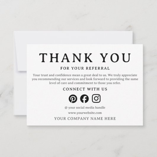 Business Thank You For Your Referral Card (Vorderseite)