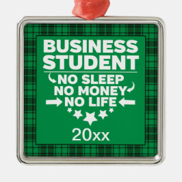 Business Uni Student Green Kariert Xmas Ornament Aus Metall
