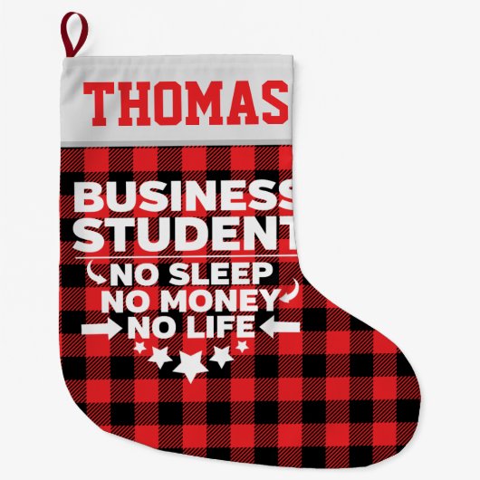 Business Uni Student Red Kariert Großer Weihnachtsstrumpf (Vorderseite)