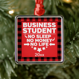 Business Uni Student Red Kariert Xmas Ornament Aus Metall