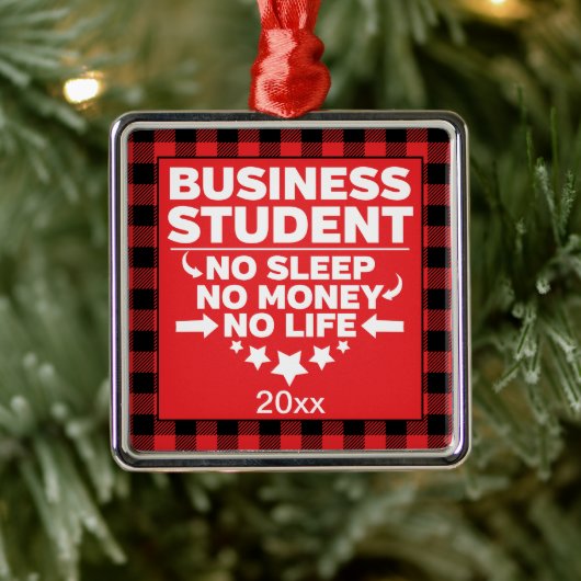 Business Uni Student Red Kariert Xmas Ornament Aus Metall (Baum)