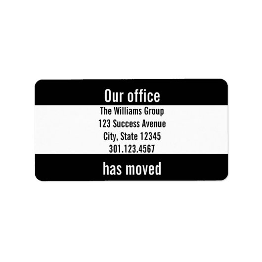 Business Unser Büro ist in Schwarz und Weiß umgezo Adressaufkleber (Vorne)