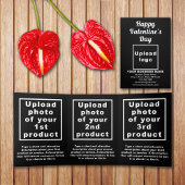 Business Valentine Black Trifold Card Dreifach Gefaltete Karte