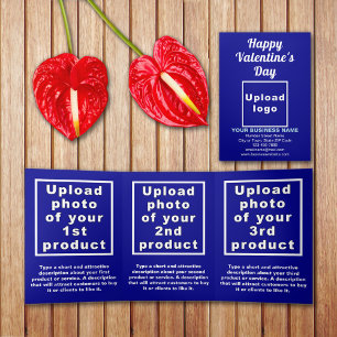Business Valentine Blue Trifold Card Dreifach Gefaltete Karte