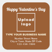 Business Valentine Gruß auf Brown Quadratischer Aufkleber (Vorderseite)