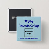 Business Valentine Gruß auf dem hellblauen Platz Button (Vorne & Hinten)