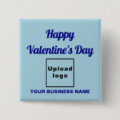 Business Valentine Gruß auf dem hellblauen Platz Button (Vorderseite)