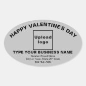 Business Valentine Gruß auf grauem Oval Aufkleber (Vorderseite)