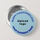 Business Valentine Gruß auf Light Blue Round Button (Vorne & Hinten)