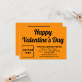 Business Valentine Kleine orangefarbene, flache Gr Karte (Vorderseite/Rückseite Beispiel)