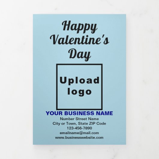 Business Valentine Light Blue Trifold Card Dreifach Gefaltete Karte (Cover)