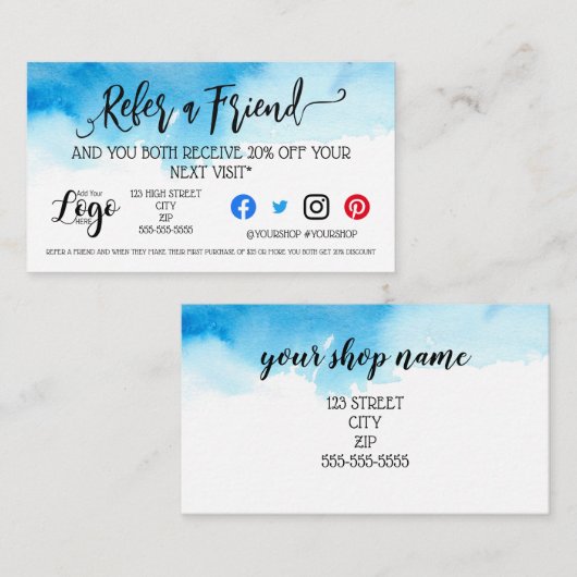 Business verweisen Sie auf Marketing-Rabatt-Verkäu Empfehlungskarte (Vorne/Hinten)