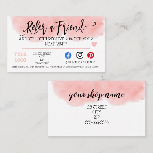 Business verweisen Sie Marketing-Rabatt für Freund Empfehlungskarte (Vorne/Hinten)