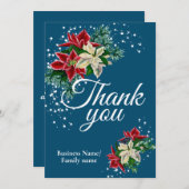 Business Vielen Dank, Floral Blue Dankeskarte (Vorne/Hinten)
