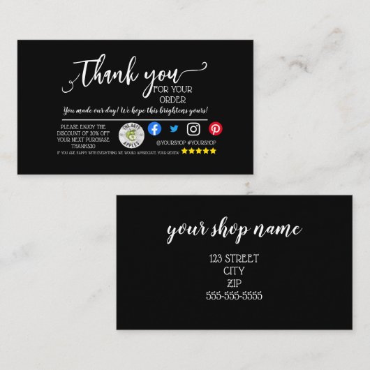 Business Vielen Dank für Ihre Bestellung Marketing Empfehlungskarte (Vorne/Hinten)