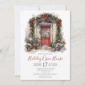 Business Watercolor Front Door Holiday Open House Einladung (Vorderseite)