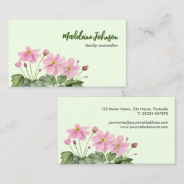 Business Watercolor Gentle Pink Japanischer Anemon Visitenkarte
