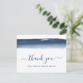 Business Watercolor Navy Blue Vielen Dank Postkarte (Stehend Vorderseite)