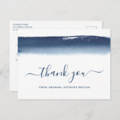 Business Watercolor Navy Blue Vielen Dank Postkarte (Vorne/Hinten)