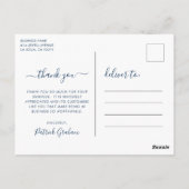 Business Watercolor Navy Blue Vielen Dank Postkarte (Rückseite)