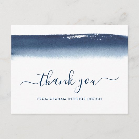 Business Watercolor Navy Blue Vielen Dank Postkarte (Vorderseite)