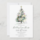 Business Watercolor Weihnachtsbaum Open House Einladung (Vorderseite)