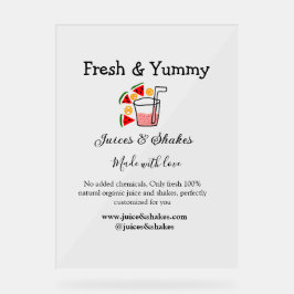 Business-Website "Juice & Shakes" Acrylschild