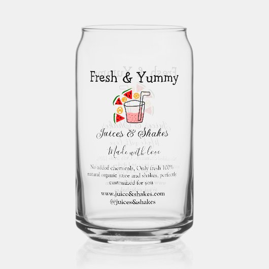 Business-Website "Juice & Shakes" Dosenglas (Vorderseite)