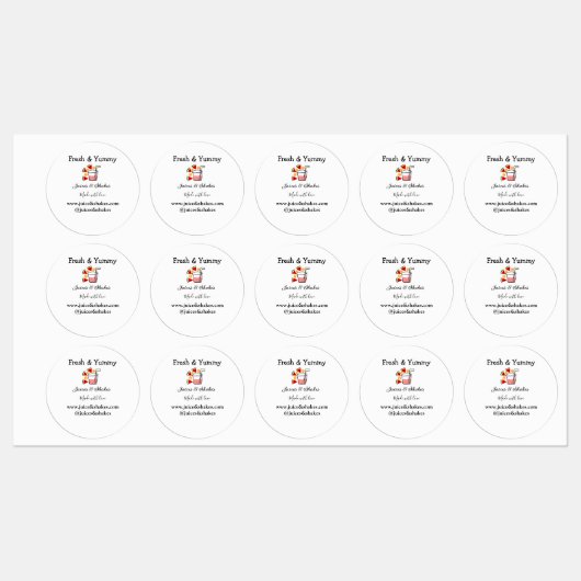 Business-Website "Juice & Shakes" Etiketten (Blatt)