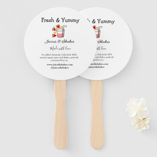 Business-Website "Juice & Shakes" Fächer (Vorne und Hinten)