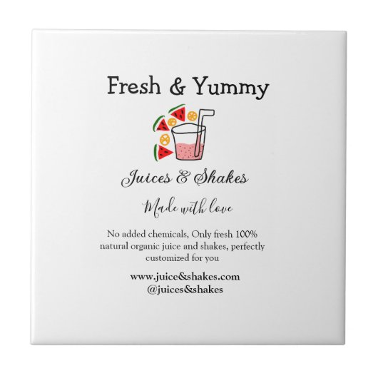 Business-Website "Juice & Shakes" Fliese (Vorderseite)