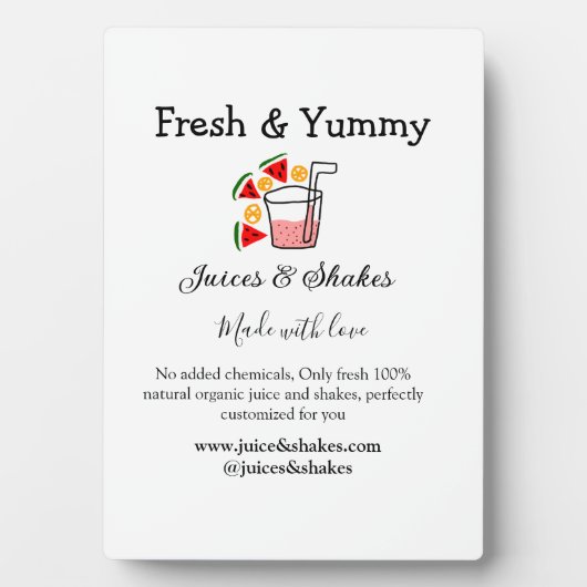 Business-Website "Juice & Shakes" Fotoplatte (Vorderseite)