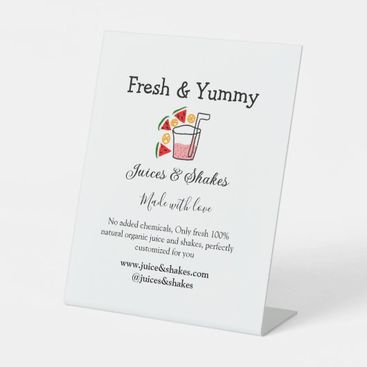 Business-Website "Juice & Shakes" Sockelschild (Vorderseite)