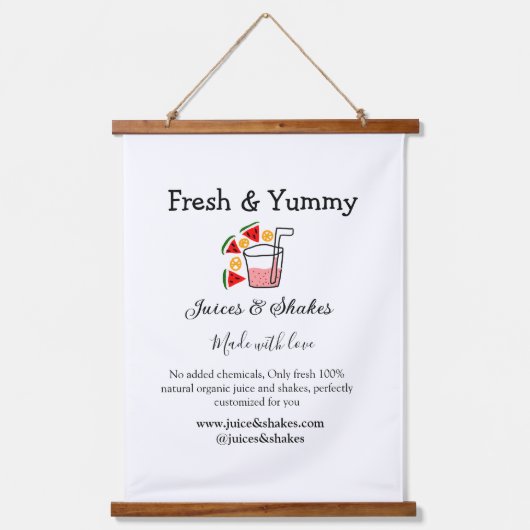 Business-Website "Juice & Shakes" Wandteppich Mit Holzrahmen (Vorderseite)