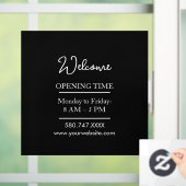 Business Welcome & Open Hours Cling Fensteraufkleber (Zuhause)