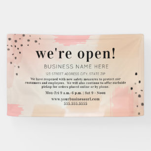 Business We're Open Abstrakt Blush Banner