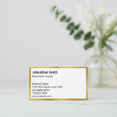 Business White and Gold Real Anwesen Investor Visitenkarte (Stehend Vorderseite)