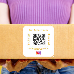 Business white gold qr code cocial media instagram quadratischer aufkleber