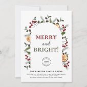 Business Xmas fröhlich und hell Red Holly Corporat Feiertagskarte (Vorderseite)