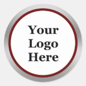 Business your logo Here Dark Red White Silver Runder Aufkleber (Vorderseite)