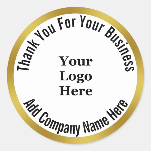 Business Your Logo hier Vielen Dank Runder Aufkleber (Vorderseite)