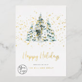 Business your logo Snowwald Forest Foil Holiday Ca Folien Feiertagskarte (Vorderseite)