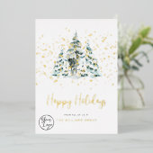 Business your logo Snowwald Forest Foil Holiday Ca Folien Feiertagskarte (Stehend vorne)