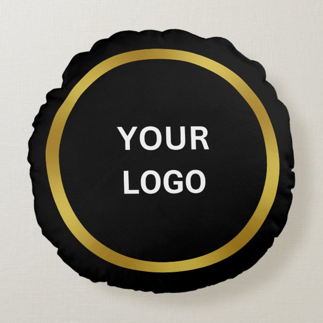 Business Your Logo Template Gold und Black Rundes Kissen (Vorderseite)
