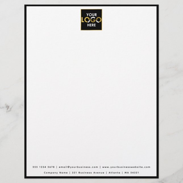 Business your logo this Simple Modern Black Border Briefbogen (Vorderseite)