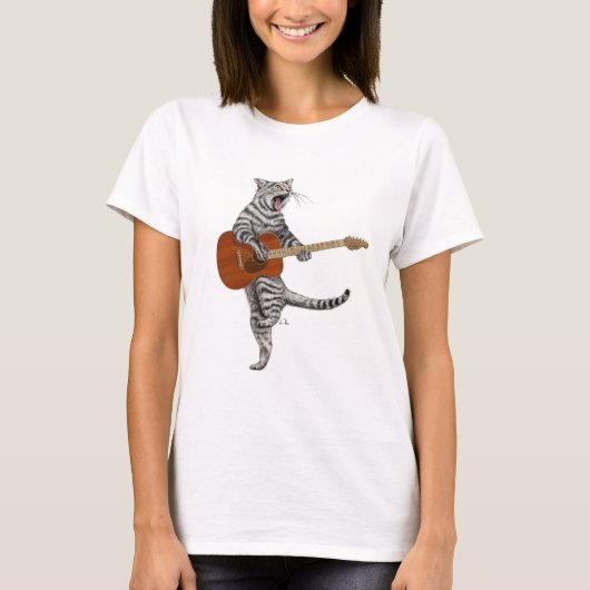Busker, der Gitarrist der Katze T-Shirt (Vorderseite)