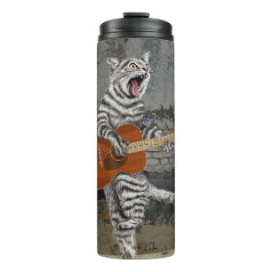 Busker the Guitar Cat Thermosbecher