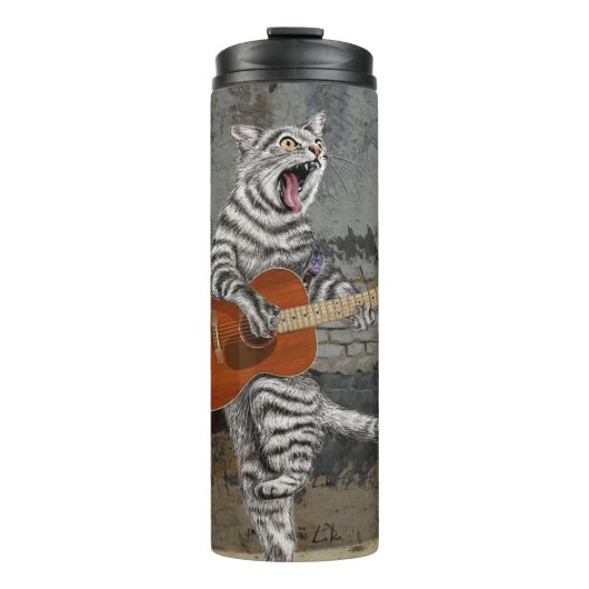 Busker the Guitar Cat Thermosbecher (Vorderseite)