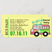 Buspass Geburtstagsparty Einladung (Vorne/Hinten)